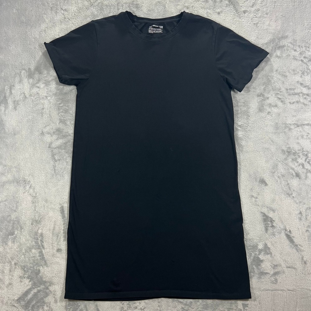 PACT Organic T Shirt Dress Womens Small Black Good Solid Cotton Stretch Mini